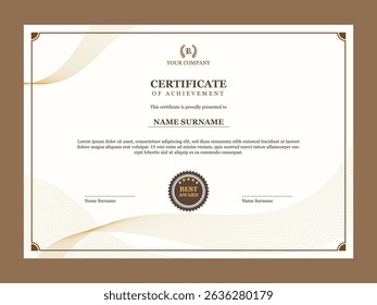 Clean and simple certificate of achievement template for company, diploma, graduate, college, university.