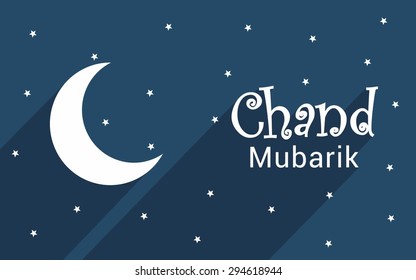 Clean and simple Chand Mubarak text design. Vector illustration.Eps 10 vector file.