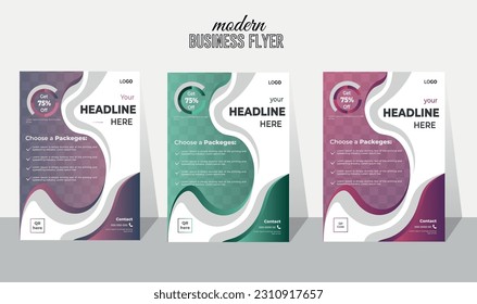 Clean and simple corporate modern multipurpose wavy gradient shape  vector creative curvy a4 business flyer design templet,Advertisment colorfull creative social green blue orange promotion flyer.