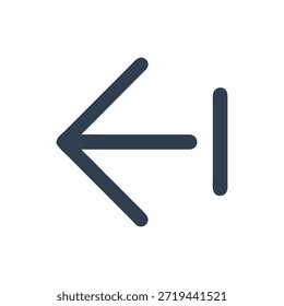 A clean and simple dark blue left arrow icon against a solid White Background, minimalistic flat style.