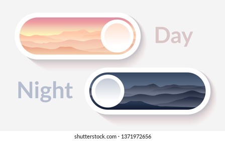 Clean simple day and night switcher for web interface. Day and night landscape inside.