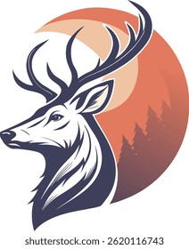 clean and simple deer head logo inmodern vector 