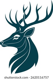 clean and simple deer head logo inmodern vector 