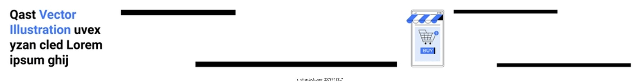 Clean and simple design featuring a blue and white shopping cart icon with placeholder text, ideal for themes like online shopping, e-commerce, minimalism, digital marketing, and technology. Banner