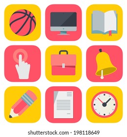 Clean and simple education icons based on iOS7 grid, vector illustration.