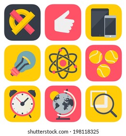 Clean and simple education icons for mobile OS, vector illustration.