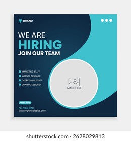 Modelo limpo e simples de banner de postagem de mídia social para contratação de funcionários