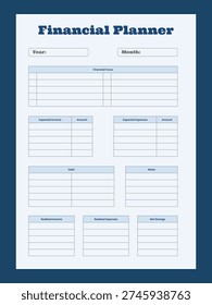 Clean and simple financial planner template. Multipurpose planner template for personal or business.