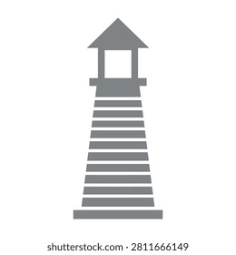 A clean and simple flat lighthouse icon representing maritime safety, navigation, and coastal guidance. Perfect for travel websites, nautical themes, or app icons.