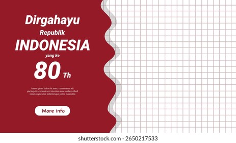 Clean simple grid design with red accents for Indonesia Eightieth Independence Day greeting poster