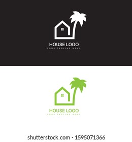 Clean and Simple House and tree Logo Template