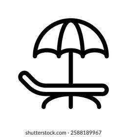 A clean and simple icon for beach umbrella, sun lounger