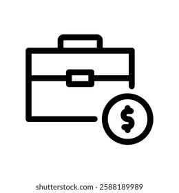 A clean and simple icon for briefcase, money