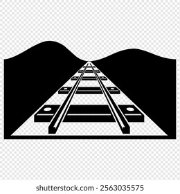 A clean and simple icon of a railway track, symbolizing transportation, travel, and infrastructure. Ideal for projects related to trains, logistics, or urban development.