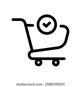 A clean and simple icon for shopping cart, paid