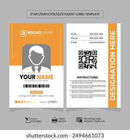 Clean and Simple ID Card Design Template. Simple Business ID Card Design Template, Clean and Smooth. Modern Clean ID Card Template. Staff and Student Card Design Template