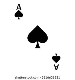 A clean and simple illustration of the Ace of Spades playing card, featuring the classic spade suit symbol and the letter A, perfect for casino, gambling, or game design projects.