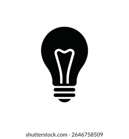 A clean, simple illustration of a classic light bulb icon in solid black against a white background, ideal for various design and creative concepts.