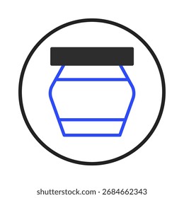 Uma ilustração limpa e simples de um frasco dentro de um círculo fornece um conceito novo. Com seu design mínimo e forma abstrata, esta imagem é adequada para vários projetos criativos que exigem um