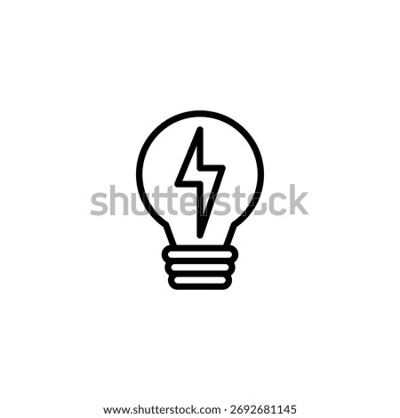 A clean and simple illustration of a lightbulb containing a lightning bolt, symbolizing the concept of innovative energy, bright ideas, and solutions in a technologically advanced and modern world.