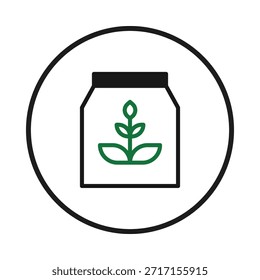 Una ilustración limpia y simple muestra una bolsa de fertilizante ecológico, haciendo hincapié en la nutrición de las plantas y el desarrollo saludable. Esta Imagen fomenta la agricultura sostenible y el cuidado responsable de