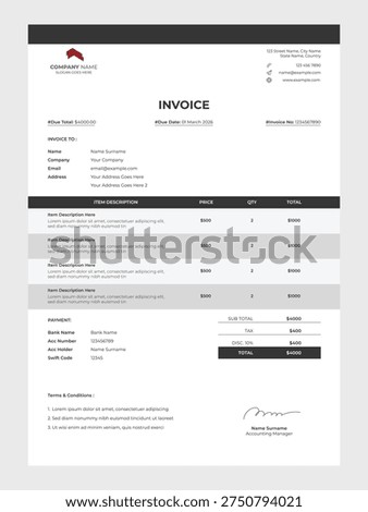 Clean and simple invoice template for company