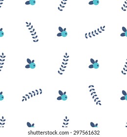 clean simple leafs berrys pattern, stock vector illustration
