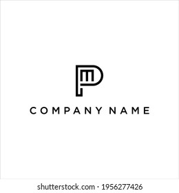 clean simple letter PM logo design, initial MP vector illustration