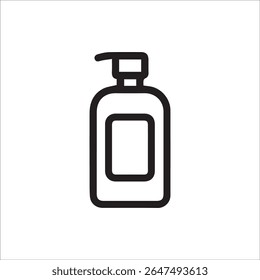 A clean and simple line art icon of a pump bottle, ideal for illustrating personal care products like liquid soap, lotion, or hand sanitizer in digital and print designs. Versatile.