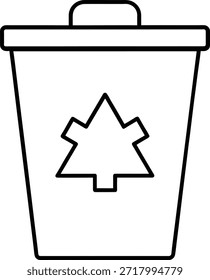 Icono de arte lineal limpio y simple de una papelera de reciclaje con un símbolo de hoja. Perfecto para Sitios web, App y otros proyectos digitales relacionados con el reciclaje y la conciencia ambiental. Fácil de usar y muy versátil. ¡Descarga ahora!