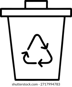 Icono de arte lineal limpio y simple de una papelera de reciclaje. Perfecto para Sitios web, App y presentaciones centradas en el reciclaje, la conciencia ambiental y la gestión de residuos. Fácilmente adaptable a cualquier proyecto de diseño que necesite un símbolo de reciclaje claro y conciso.