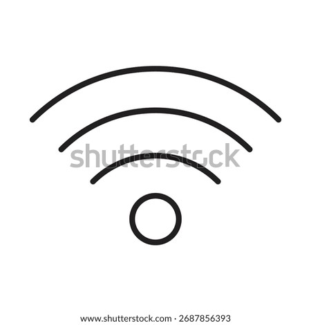 A clean and simple line art icon of a Wi-Fi signal. This universal symbol represents wireless internet connection, network access, and hotspot availability in a minimalist style.
