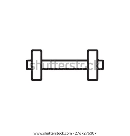 A clean and simple line art icon of a dumbbell representing strength training fitness workouts and gym equipment perfect for modern design projects