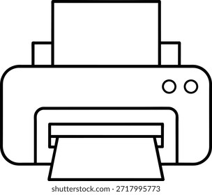 Ilustração limpa e simples de uma impressora. Perfeito para apresentações, sites ou qualquer projeto que precise de um ícone básico de impressora. Design em preto-e-branco, facilmente escalável para qualquer tamanho. 