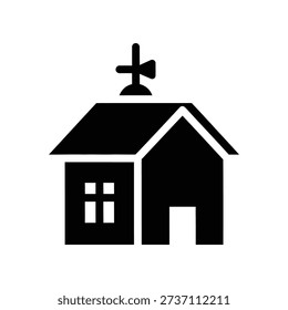 Clean and simple line art illustration of a house with a weather vane, perfect for real estate, home, and weather-related designs.