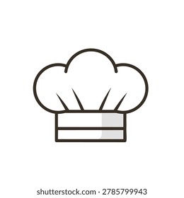 A clean and simple line art illustration of a classic chef hat isolated on a white background