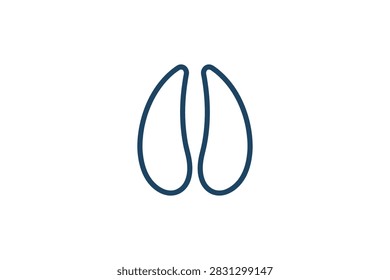 A clean simple line art illustration representing a deer or cloven hoof track isolated on white