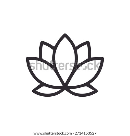 A clean and simple line art illustration of a lotus flower, a universal symbol of purity, beauty, and spiritual enlightenment. Ideal for wellness, yoga, or meditation branding.