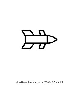 Clean and simple line art showcasing a missile, symbolizing advanced technology and potential threats. This icon is perfect for conveying concepts of aerospace, defense systems, or technological