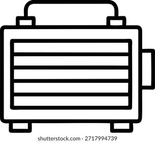 Clean and simple line art vector illustration of a portable air purifier icon. Perfect for websites, apps, or presentations related to HVAC systems, air quality, or clean technology. This minimalist design is easily scalable and adaptable to various projects.