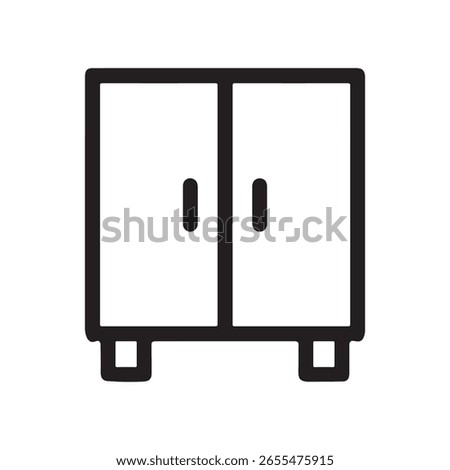 A clean, simple line drawing depicts a front-facing wardrobe or cupboard, offering a versatile storage solution on a transparent backdrop suitable for various creative applications.