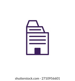 A clean and simple line drawing showcases a modern building. The image captures the essence of urban design, representing corporate structures, business buildings, and modern architectural styles.