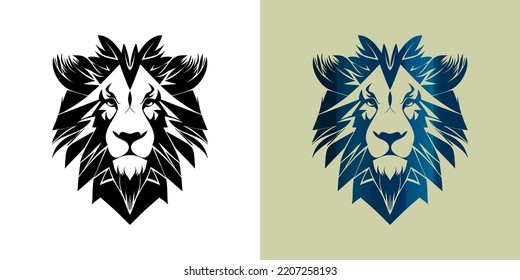 Clean simple Lion head logo, minimalist logo, digital illustration.