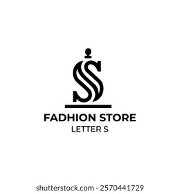 A clean and simple logo combining a mannequin dress with the letter "S," perfect for fashion stores, boutiques, and clothing brand identity with names starting with an "S."