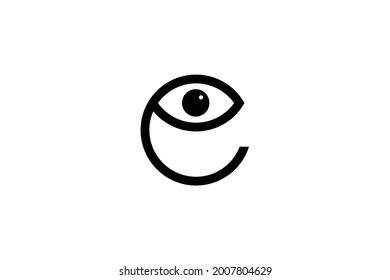 clean and simple logo design, logo combination of letter E and eyes.