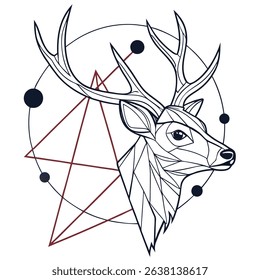Clean and simple logo design of a deer head, created using minimalist shapes and lines, suitable for various branding applications.