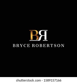Clean and simple logo design of letter B and R on black background colours - EPS10 - Vector.