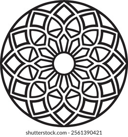 A clean simple mandala silhouette vector features minimal, symmetrical patterns ideal for modern designs like logos, tattoos, and decor.