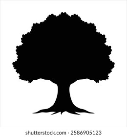 Clean Simple Maple Tree Silhouette Vector Illustration Minimalist Nature Icon Isolated Digital Artwork