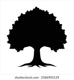 Clean Simple Maple Tree Silhouette Vector Illustration Minimalist Nature Icon Isolated Digital Artwork